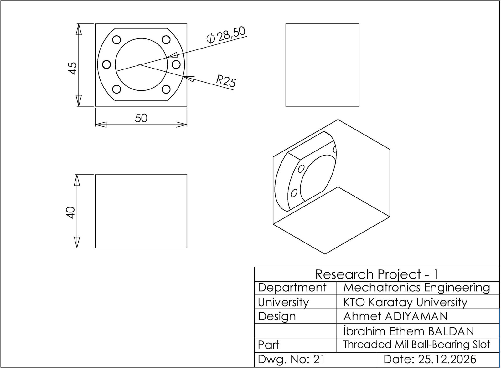engineering drawing, measuring tools and CNC parts