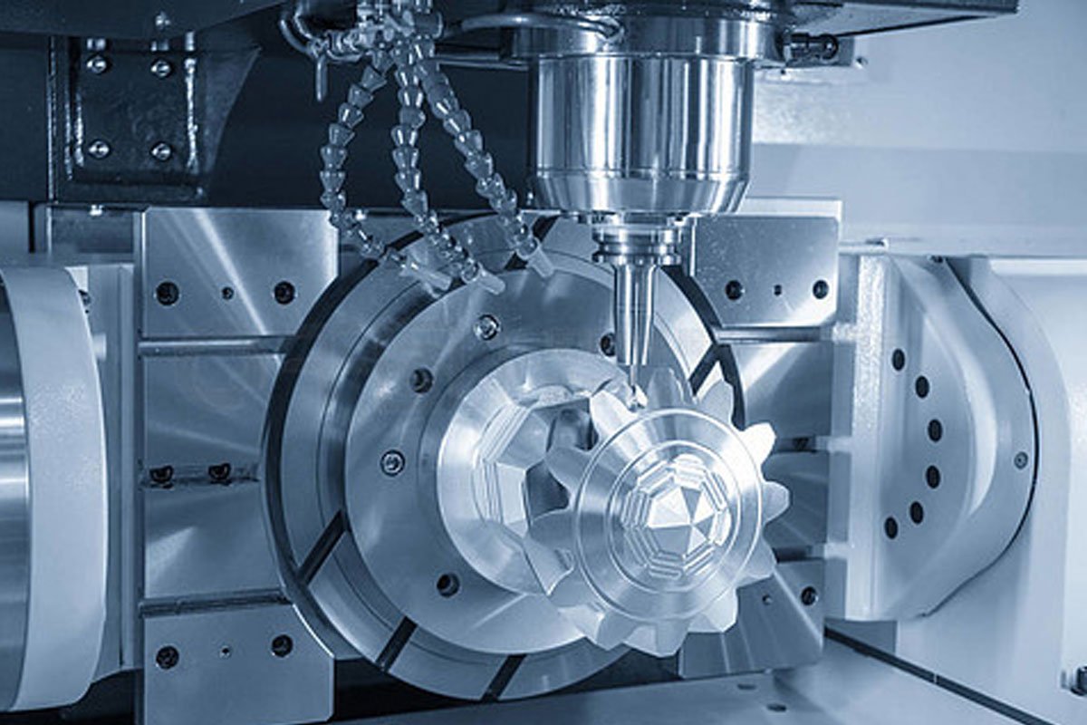 CNC milling machine cutting aluminum part